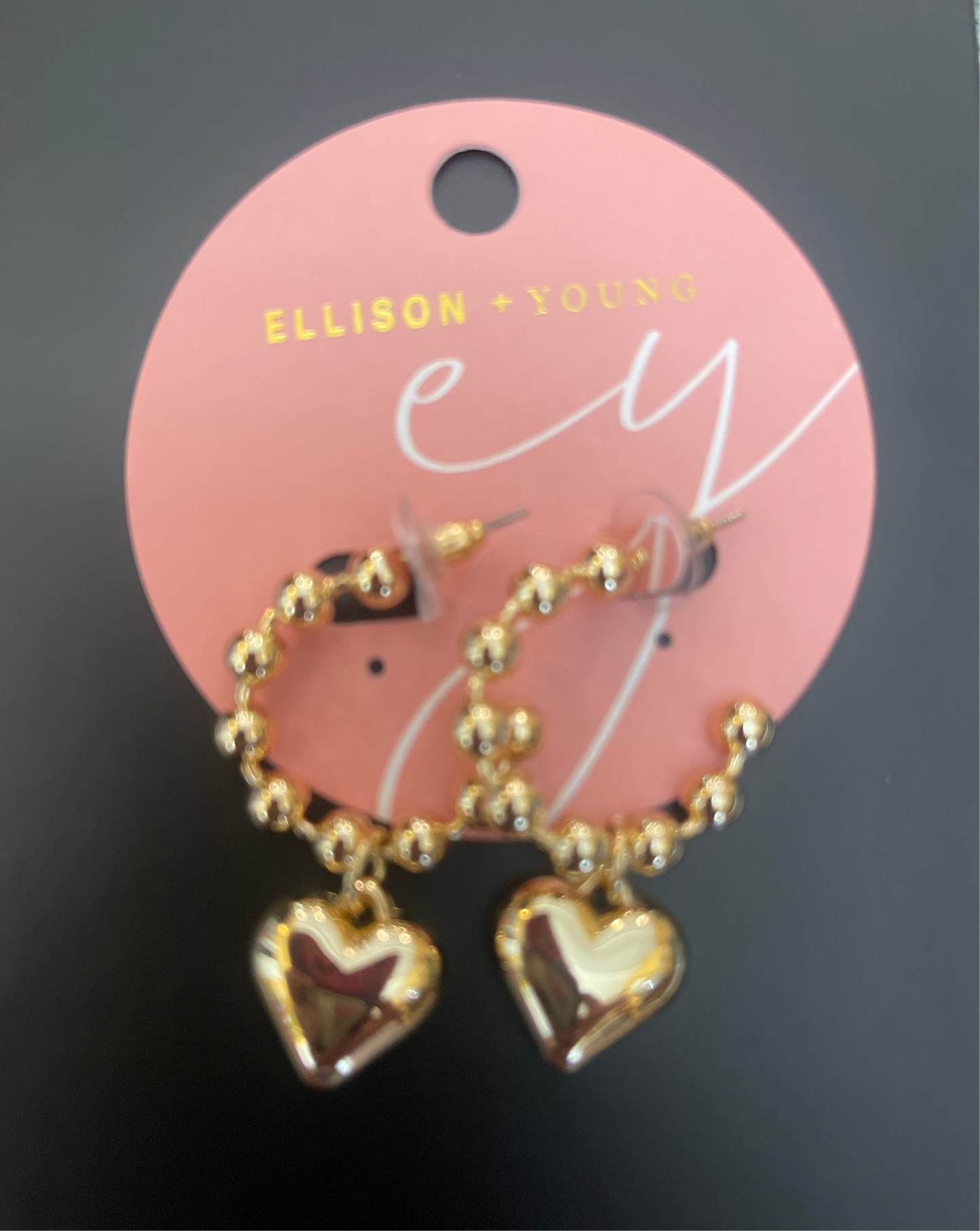 Dangle Heart Ball Hoop Earrings