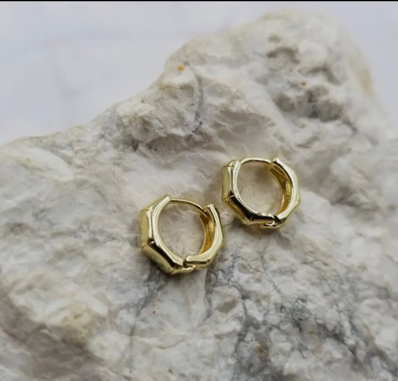 Gold plated hexagon geometric Huggies