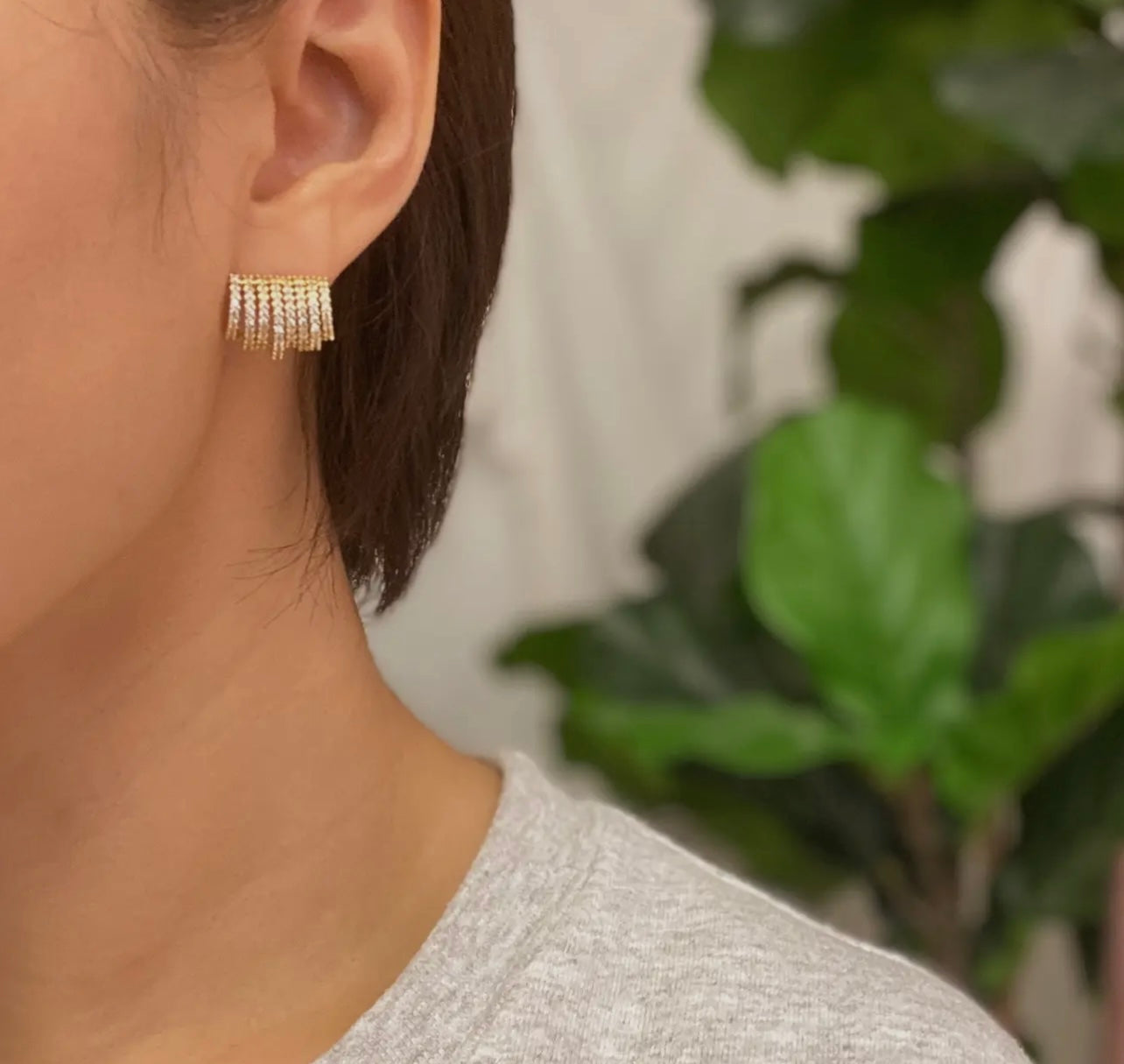 Shines in a row half hoop earrings