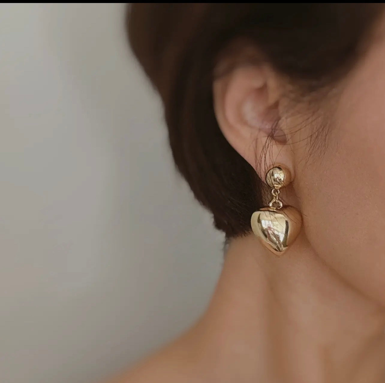 Puff Dangle Heart Earrings