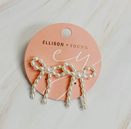 Pearl bow ballerina earrings