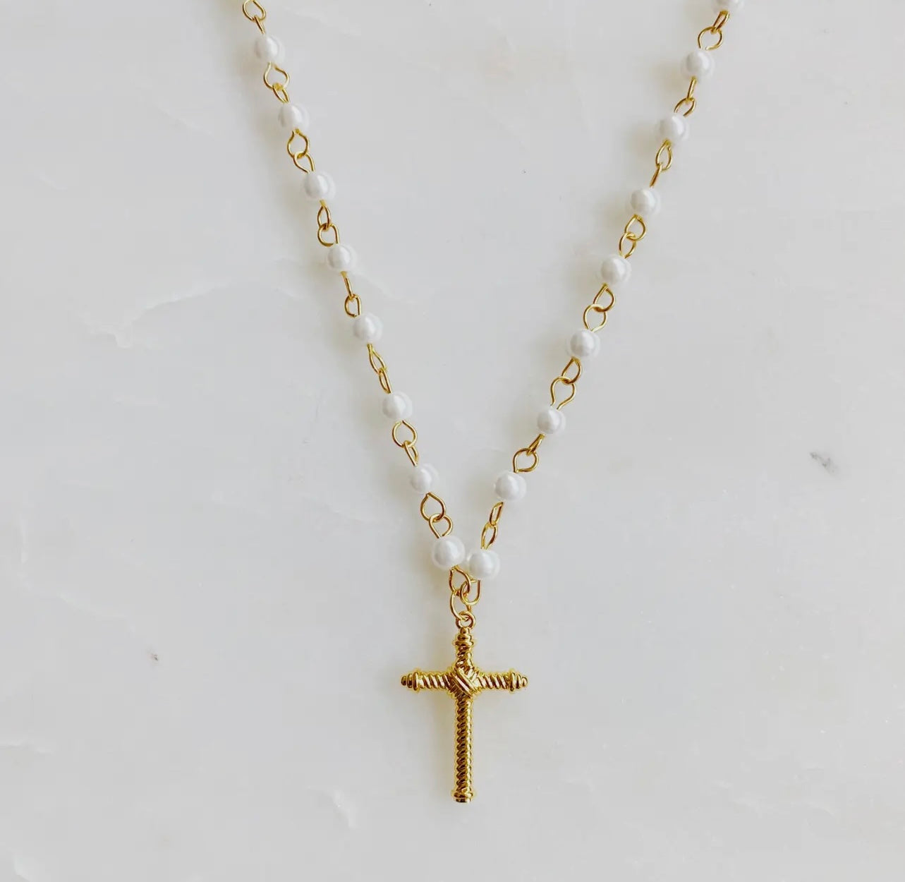 Cabled Cross Pendant Necklace