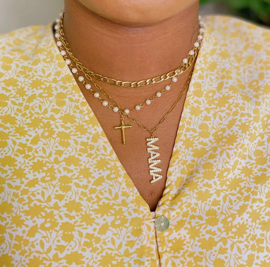 Cabled Cross Pendant Necklace