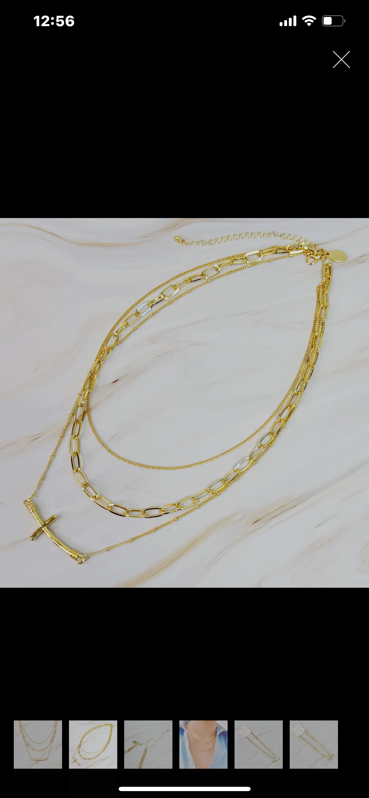 Side Hanging Cross Layered Chain Necklace