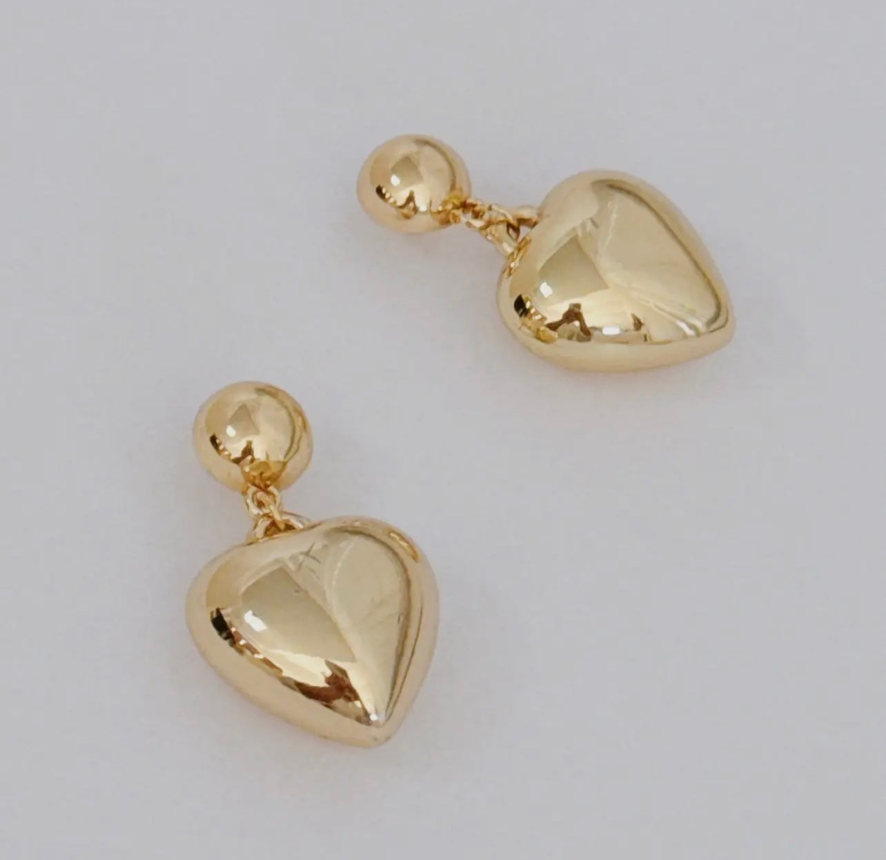 Puff Dangle Heart Earrings