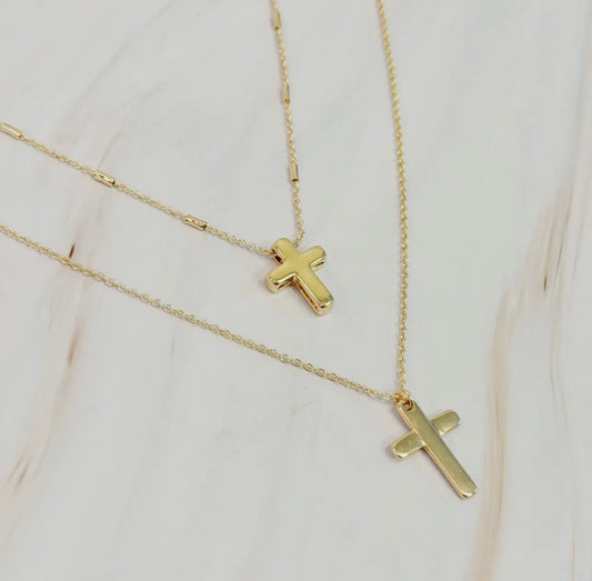 Pretty Chain Cross Necklace Set of 2