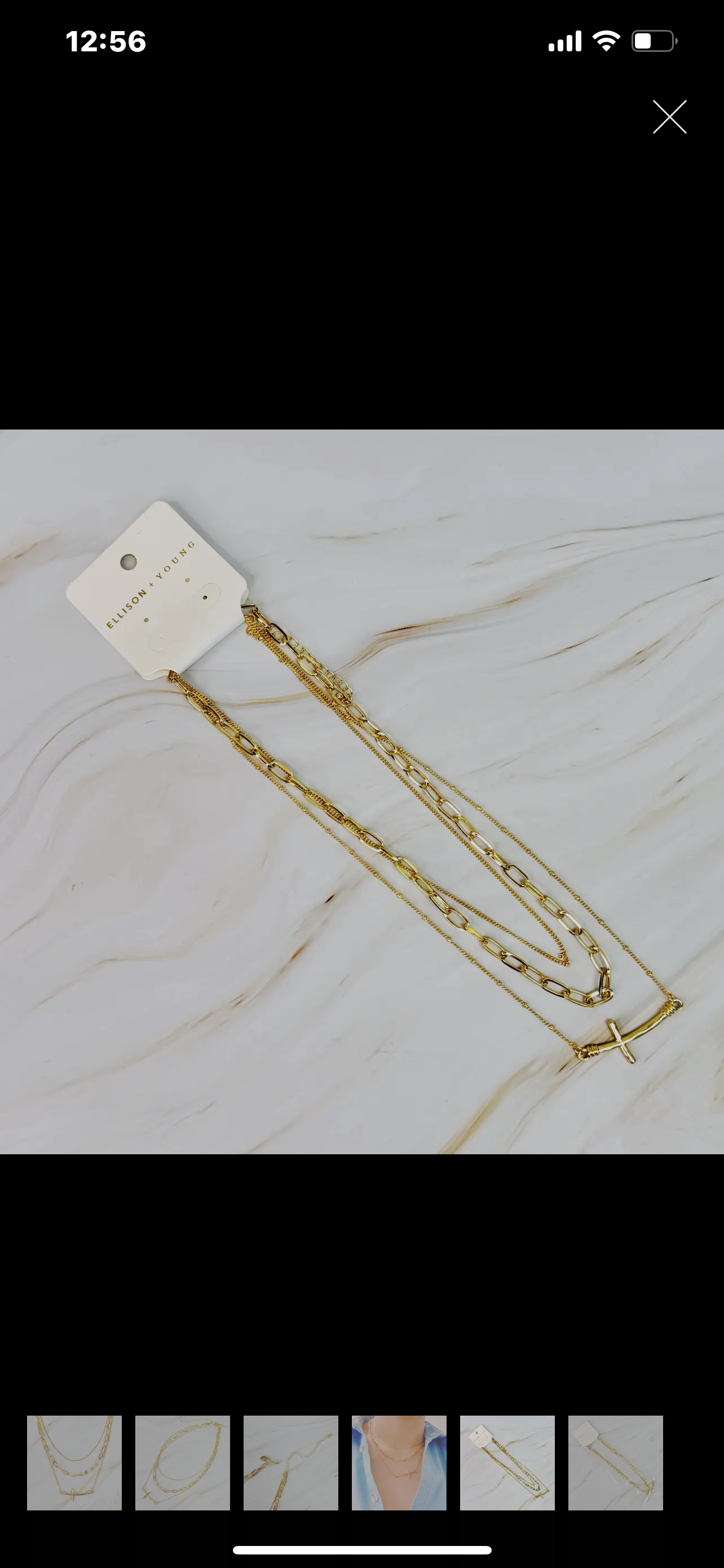 Side Hanging Cross Layered Chain Necklace