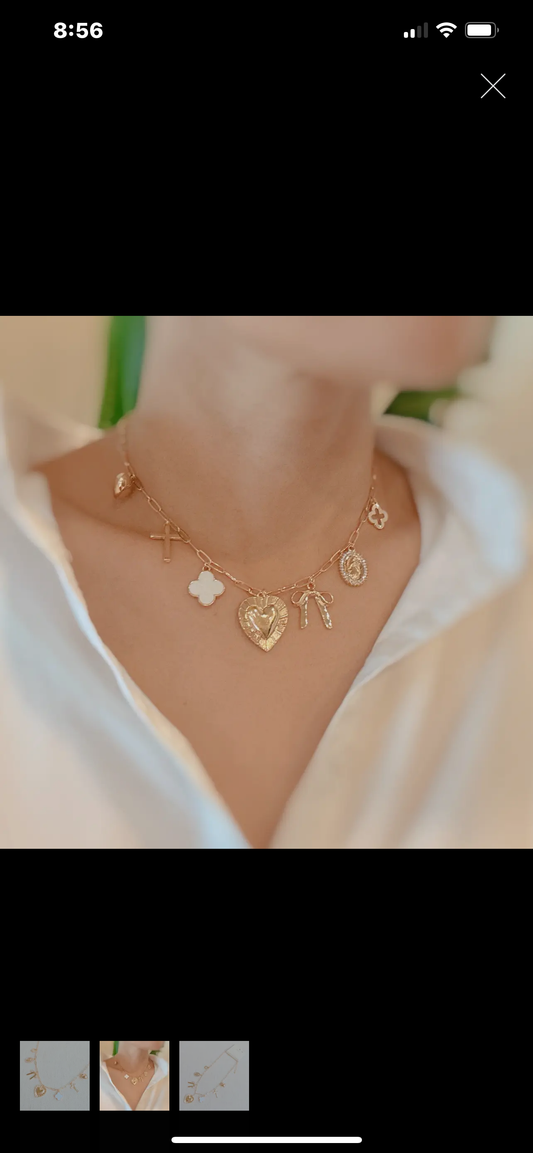 Big heart 7 charm necklace