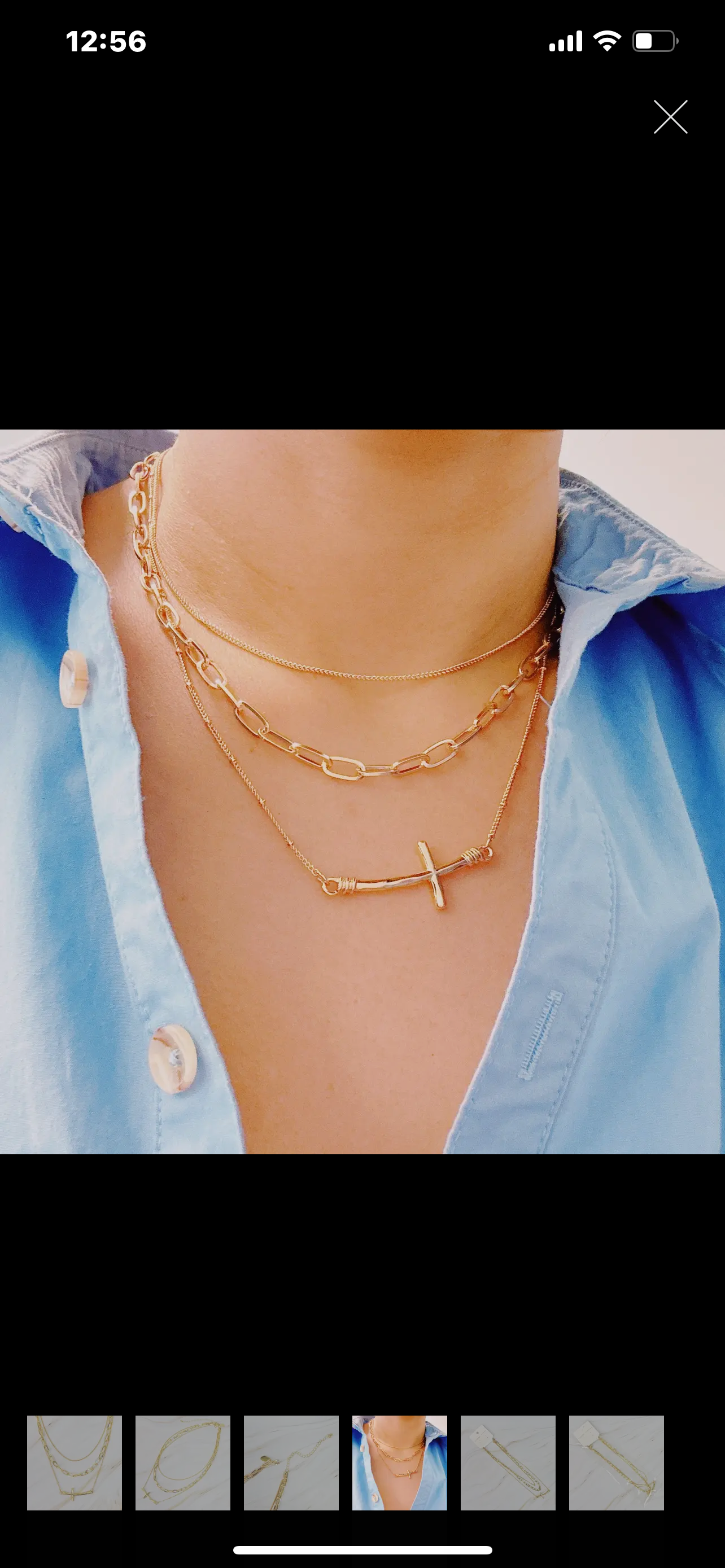 Side Hanging Cross Layered Chain Necklace
