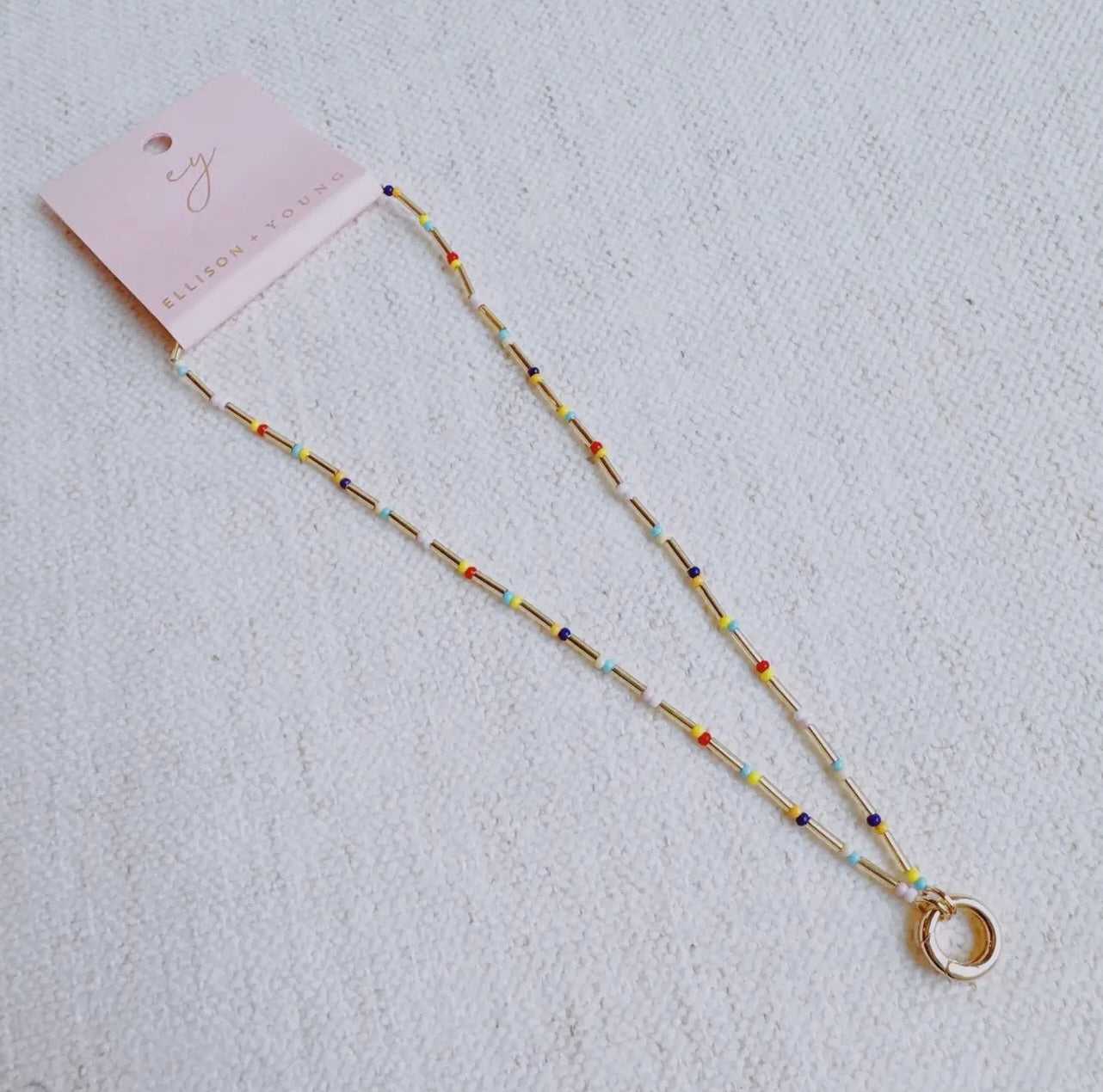 Dainty color bead front lock necklace
