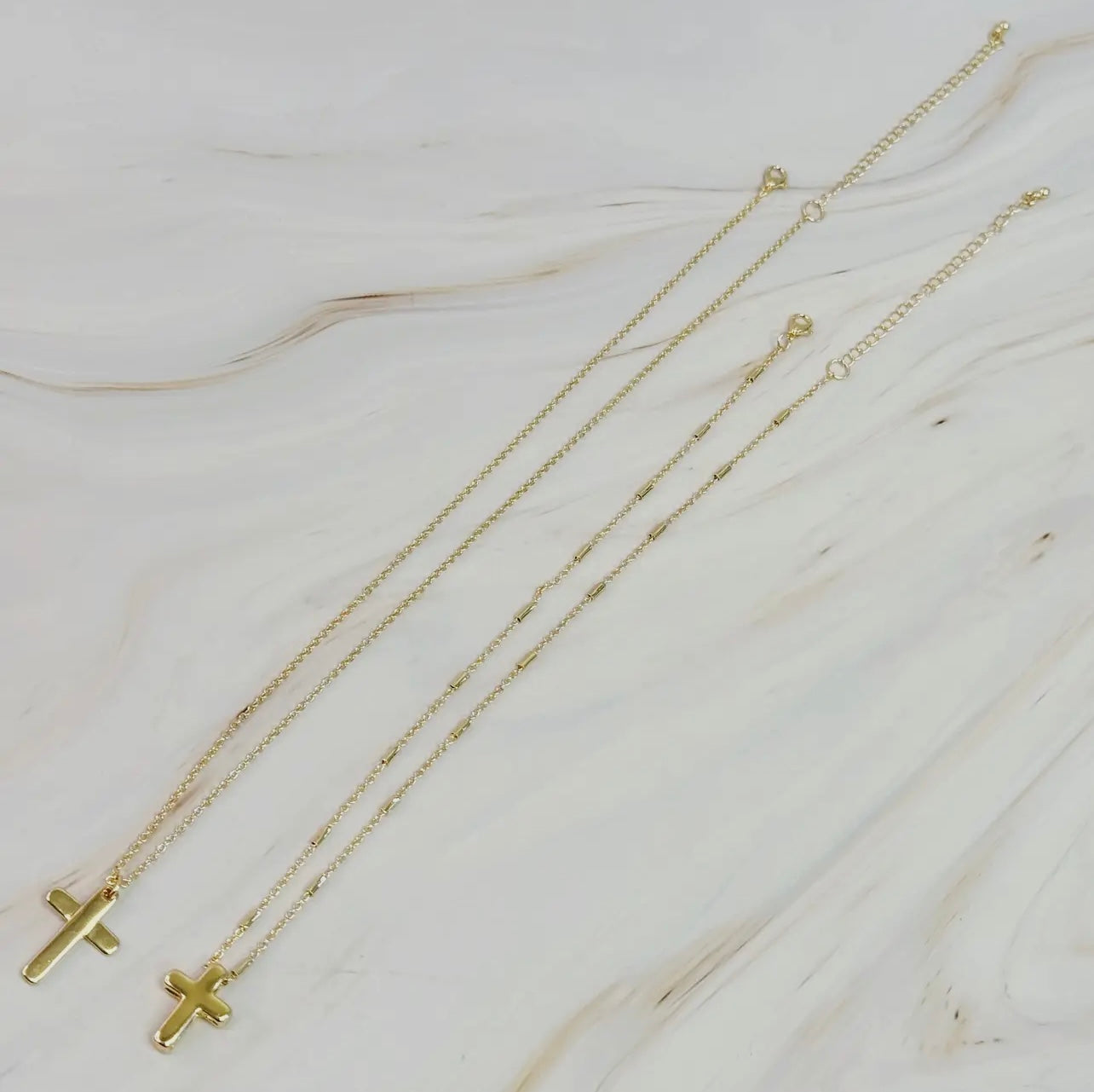 Pretty Chain Cross Necklace Set of 2