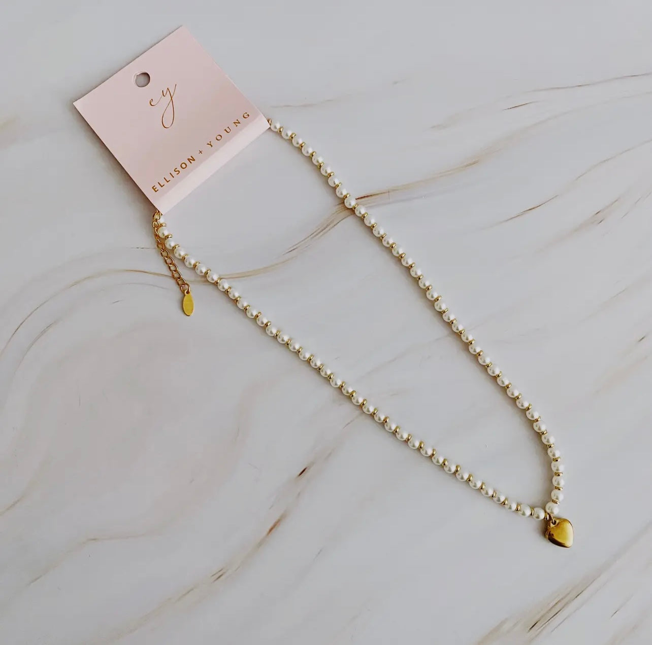 Pearl and Gold Bauble Heart Necklace