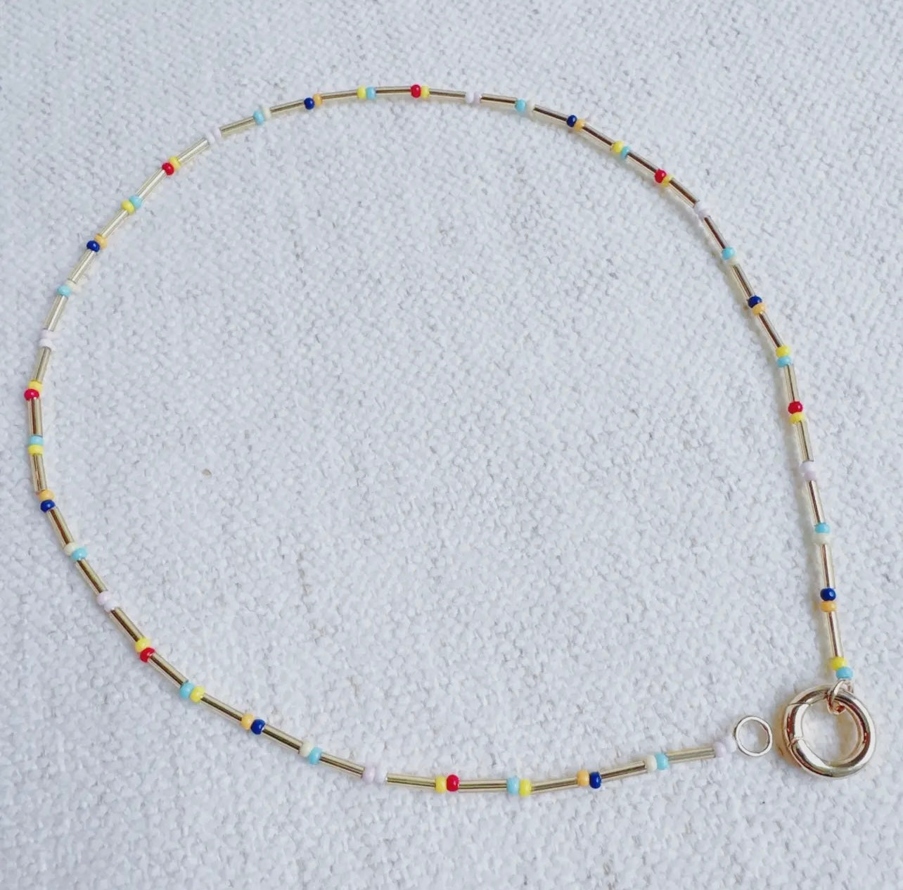 Dainty color bead front lock necklace