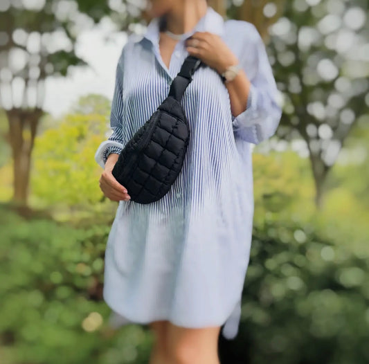Perfect puffy banana shape sling bag