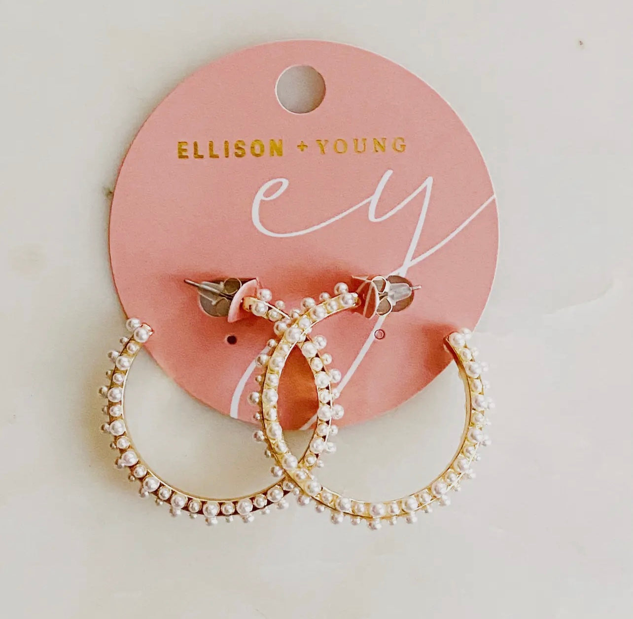 Delicate Pearl Deco Hoop Earrings
