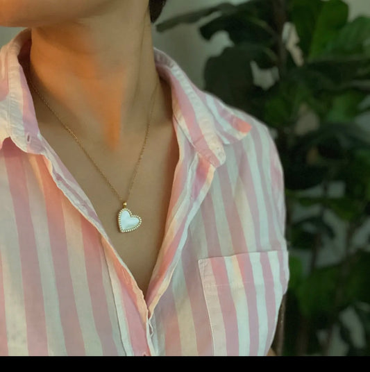 Shell Heart Locket Pendant Necklace