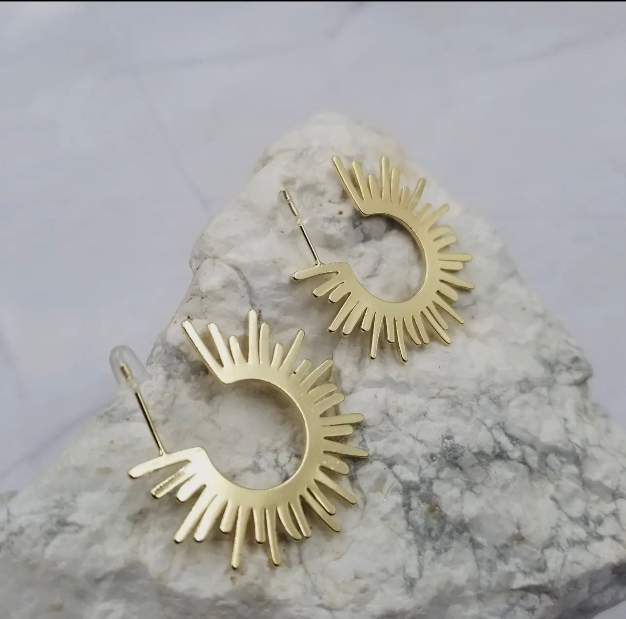 Starburst gold hoops