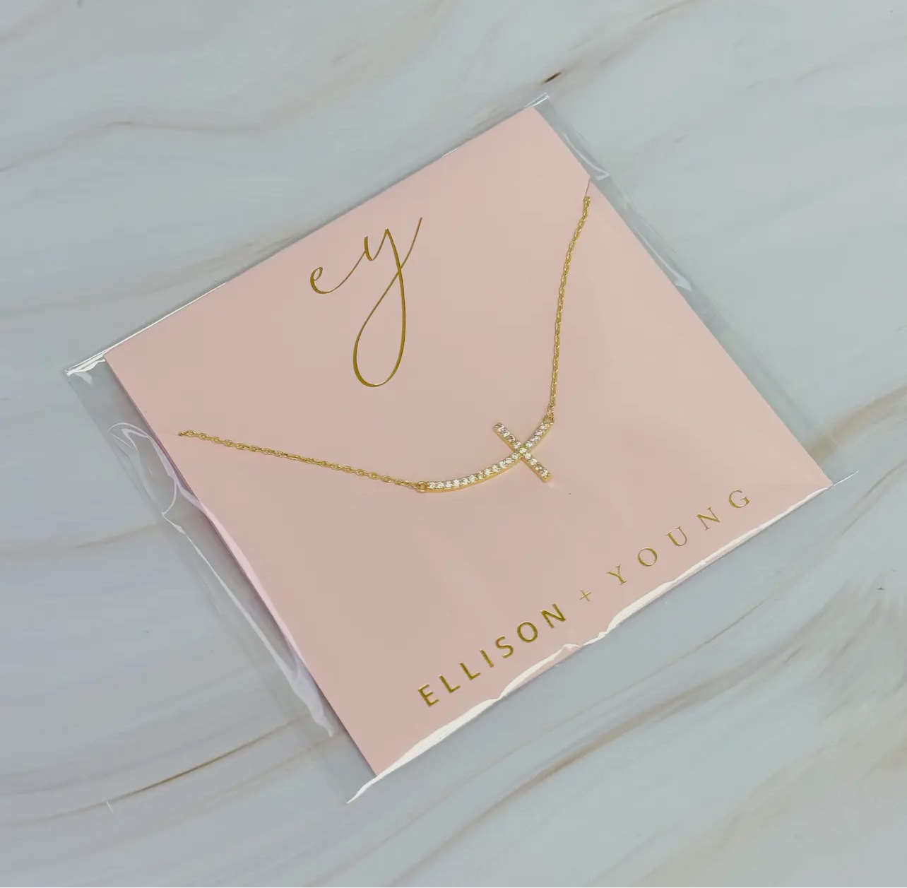 Shiny side cross necklace