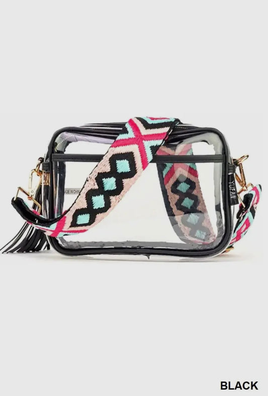 Clear stadium approved crossbody bag