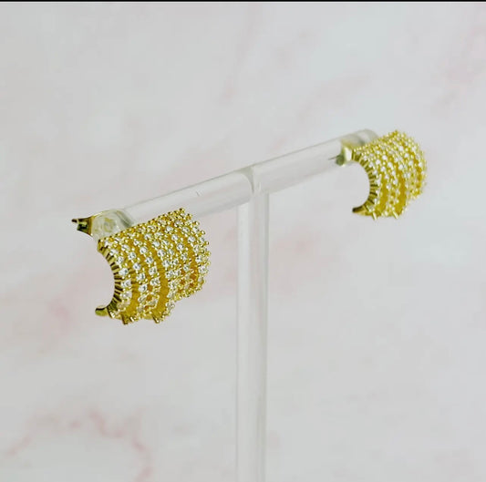 Shines in a row half hoop earrings