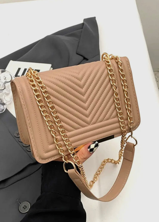Chevron crossbody shoulder flap bag