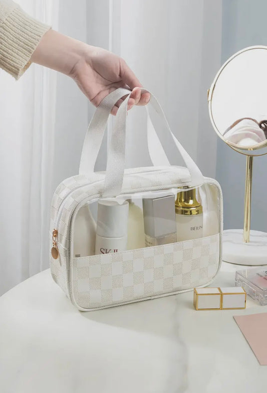 Checkered clear travel bag