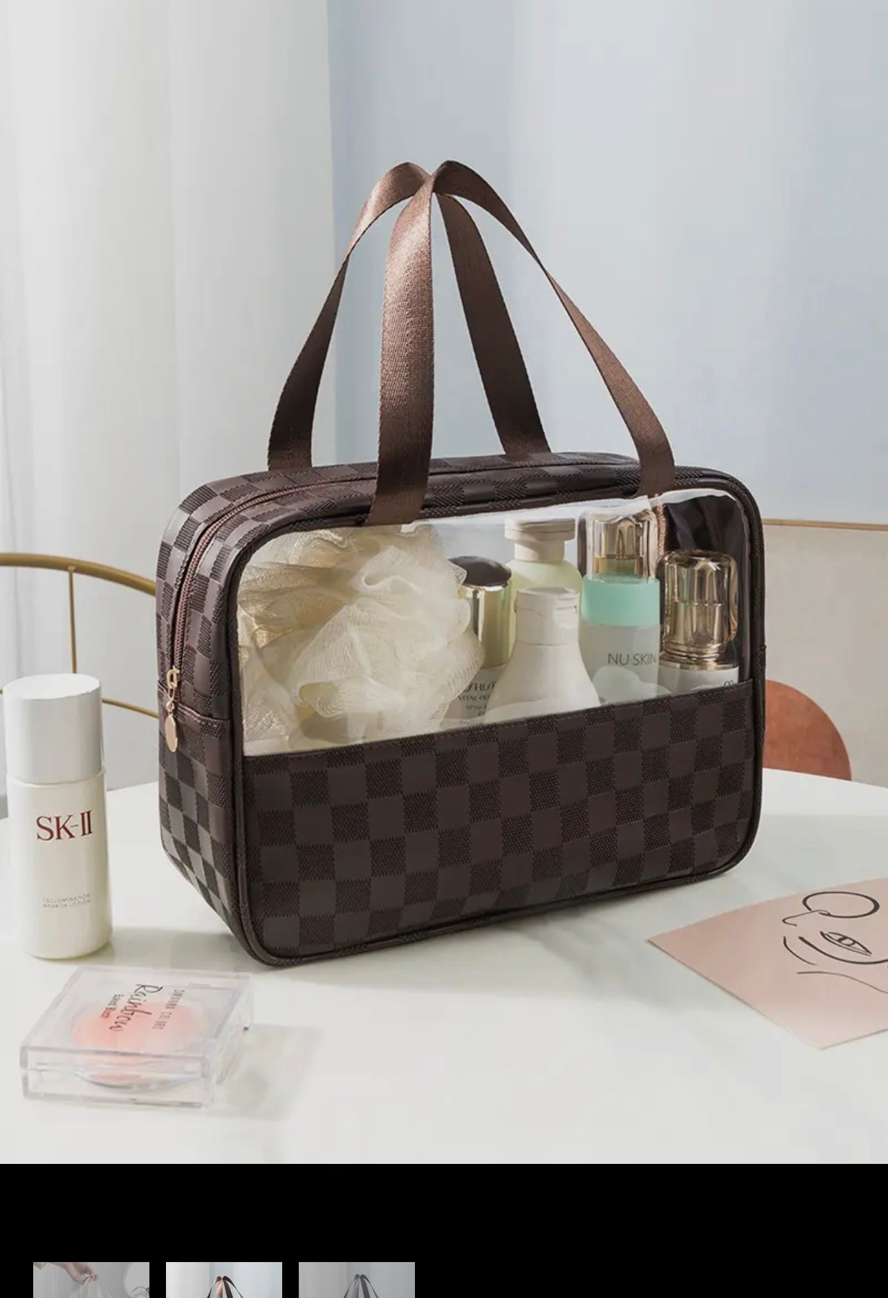 Checkered clear travel bag